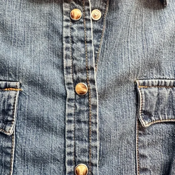 100% Cotton Old Navy Blue Denim Shirt 3/4 Sleeves - Picture 6 of 9